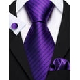thumbnail image 4 of Set de corbatas Barry.Wang Stripe Classic de seda tejida para hombre, 4 of 7