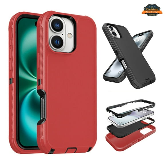 Case for Apple iPhone 16 Pro Max (6.9") 3-Layer Protection Case Shockproof Rugged Design with Enhanced Durability Hybrid Heavy Duty Protection Cover Fit iPhone 16 Pro Max - Red