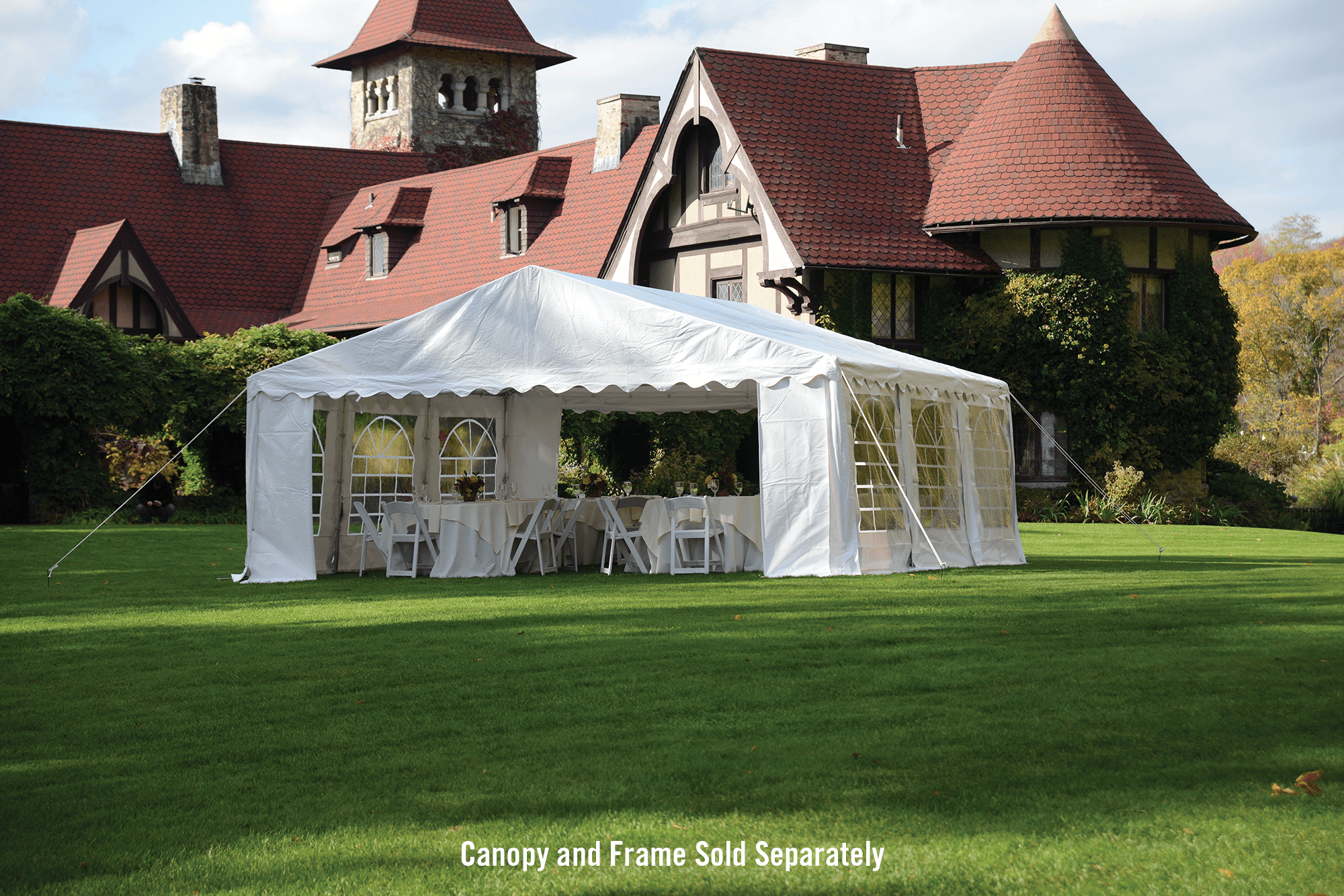 Enclosure Kit with Windows for Party Tent, 20' x 20'/6m x 6m, White, (Frame and Cover Not Included)