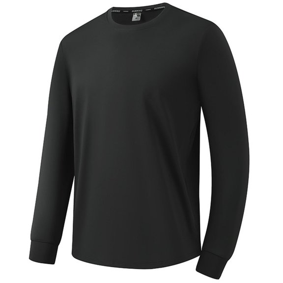 Dagegui Men's Long Sleeve Athletic Shirts Fall Crewneck Pullover Shirt Big and Tall Gym Workout Tees Tops Lightweight Running Sport T-Shirts Today Clearance Dark Gray L