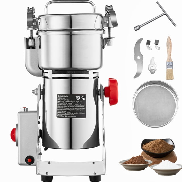 KFFKFF 300g Electric Grinder for Grains and Spices, 1500W Stainless Steel Mill Machine, Fast Grinding for Dry Ingredients, Coffee, Corn, Pepper, Swing Design