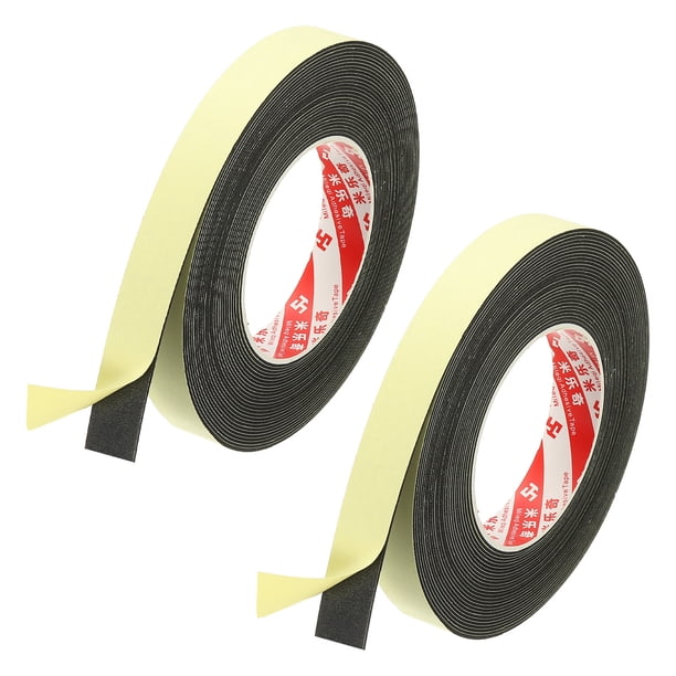 Cinta de Sellado para Puerta de 3/4 Pulgada x 33 Pies, 2 Rollos de 1mm de Espesor, Cinta de Espuma Autoadhesiva para Aislamiento de Puertas y Ventanas, Negra