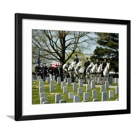 Service Casket - A Joint Service Honor Guard Escorts the Caisson Carrying a Casket Framed Print Wall Art By Stocktrek Images