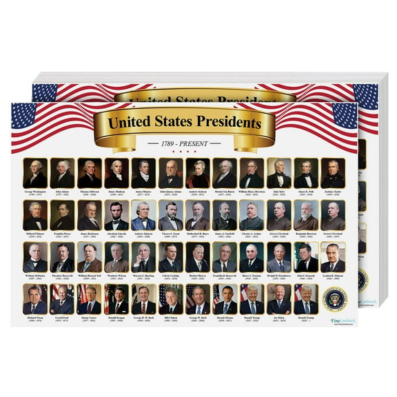 United States of America President Poster – Pictures and Names of USA Presidents | For School and Home Use | 11 x 17" | 10 per Pack