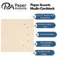 thumbnail image 2 of PA Paper Accents Muslin Cardstock 12" x 12" Avalanche, 74lb colored cardstock paper for card making, scrapbooking, printing, quilling and crafts, 25 piece pack, 2 of 7