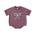 thumbnail image 2 of Delliss Baby Boy Girl Romper Infant Plain Crewneck T-Shirt Bodysuit Tops Bubble Short Sleeve Shirt Jumpsuit, 2 of 8