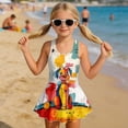 thumbnail image 3 of Uourmeti Abstract Cartoon Dog Print Girls Skirted One Piece Swimsuit - Quick Dry, Stretchy Swim Dress for Beach & Pool, Toddler to Teen Sizes, 3 of 8