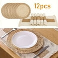 thumbnail image 6 of Woven Placemats Set of 6 Handmade - Boho Farmhouse Table Mats with Cotton Burlap & Straw, Macrame Decor for Dining & Kitchen, 6 of 8
