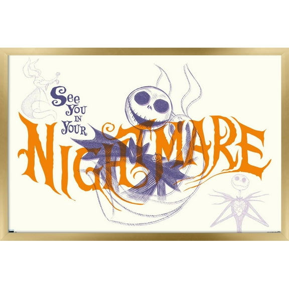 Disney Tim Burton's The Nightmare Before Christmas - See You In Your Nightmare Wall Poster, 22.375" x 34", Framed