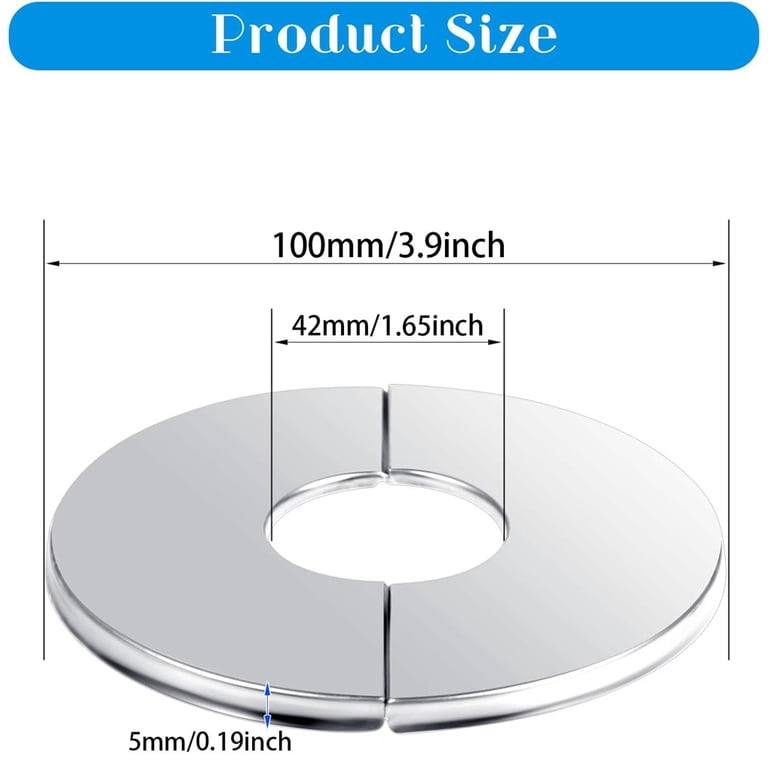 PATIKIL Wall Split Flange 2(53mm),6 Pcs Round Plumbing Wall Cover,Silver | Stainless Steel Self-Adhesive Escutcheon Plate Plumbing for Kitchen Bathroom Arm Pipe Faucet Decoration