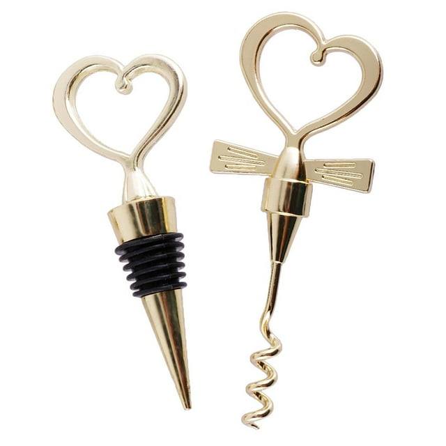Perfecto 1 par de tapones para con de amor dorado, abridor de , recuerdos torcidos Yotijar Tapón de botella de vino