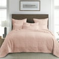 thumbnail image 2 of Homthreads - Bowie Bedspread Set -King Bedspread + Two King Pillow Shams - Microfiber Jacquard - Geo Floral - Blush Pink - Bedspread Size (120 x 118 in.) and Pillow Sham Size (36 x 20 in.), 2 of 5