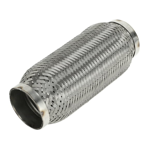 Unique Bargains Car Exhaust Flex Pipe 2.59 Inch OD Flexible Braided Exhaust Tube Universal Flexible Pipe Tubing Silver Tone 1 Pcs
