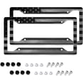 thumbnail image 6 of American Flag License Plate Frames- Retro Patriotic USA Black White Stars and Stripes Flag Aluminum Holder Cover with Stainless Steel Screws Caps, 2 Pack for Front and Rear Car Tags, 6 of 10