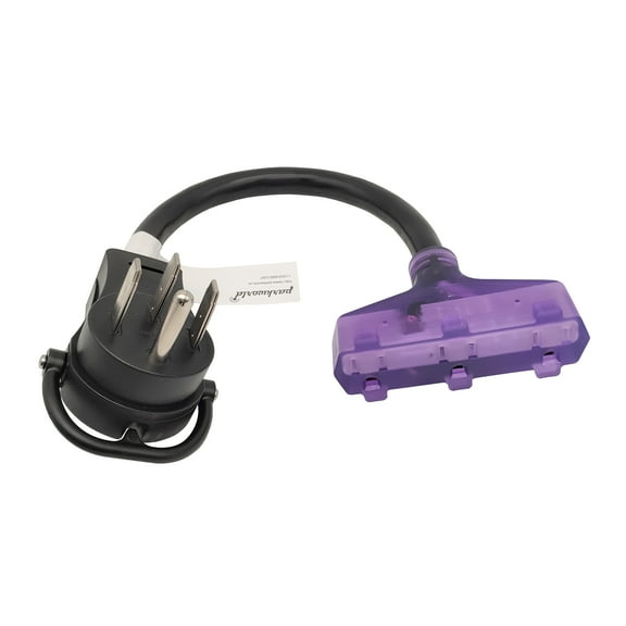 Parkworld 886245 RV Adapter Cord, 14-50P male with handle to (3)5-15R female with Lighted