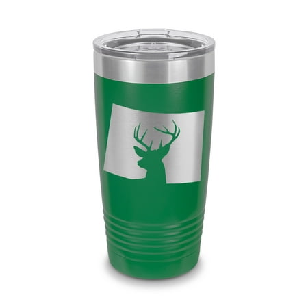 

Colorado Deer State Tumbler 20 oz - Laser Engraved w/ Clear Lid - Stainless Steel - Vacuum Insulated - Double Walled - Travel Mug - buck hunt hunting rifle co - Green
