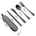 thumbnail image 4 of Travel Utensils with Case, Quatish Portable Silverware Set for Work, Lunch Box Reusable Travel Cutlery Set for Camping, 304 Stainless Steel Fork and Spoon Set(Black), 4 of 6