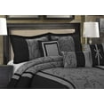 thumbnail image 2 of 7-Piece Gray Jacquard Patchwork Comforter Set – Queen Size, All-Season Soft Microfiber Bedding with Comforter, Shams, Bed Skirt & Pillows, 2 of 4