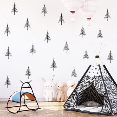 50 Pcs Decals Black Lines Pine Wall Stickers Removable Peel and Stick Living Room Bedroom Home Office Kitchen Bathroom Wall Decor