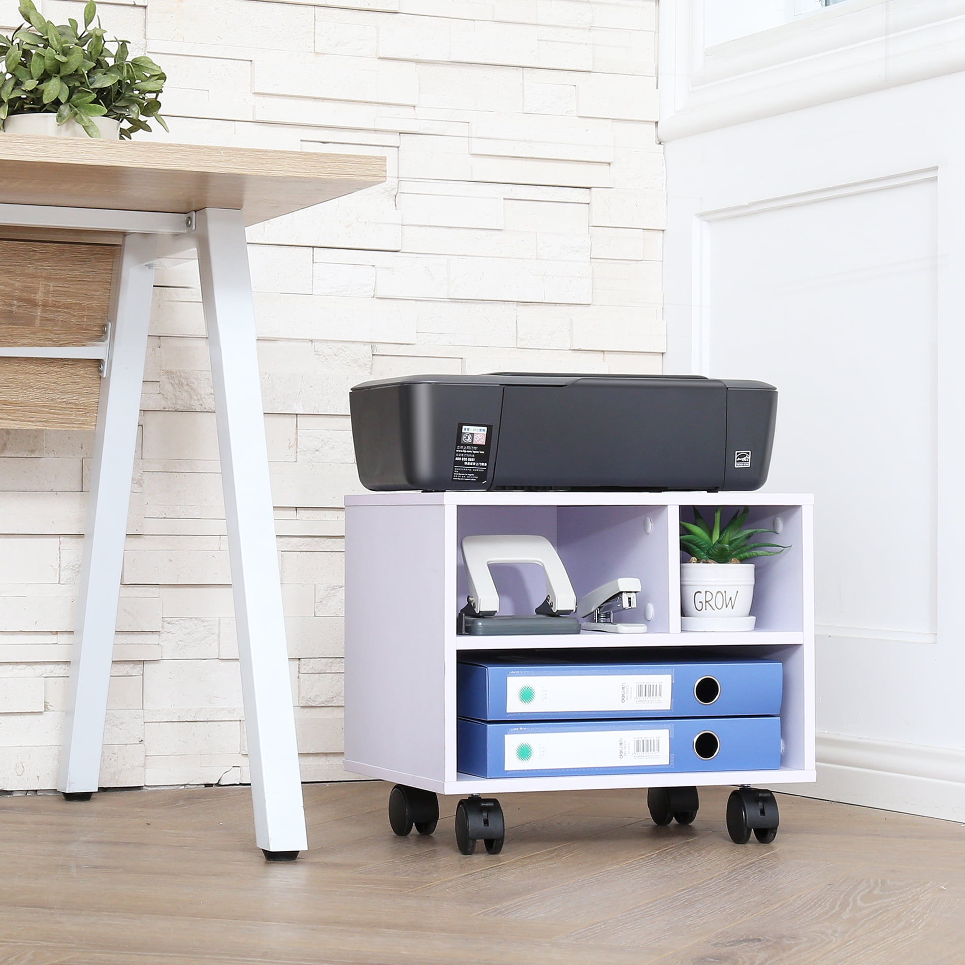 FITUEYES Printer Stand On Wheels Mobile Under Desk Work Cart