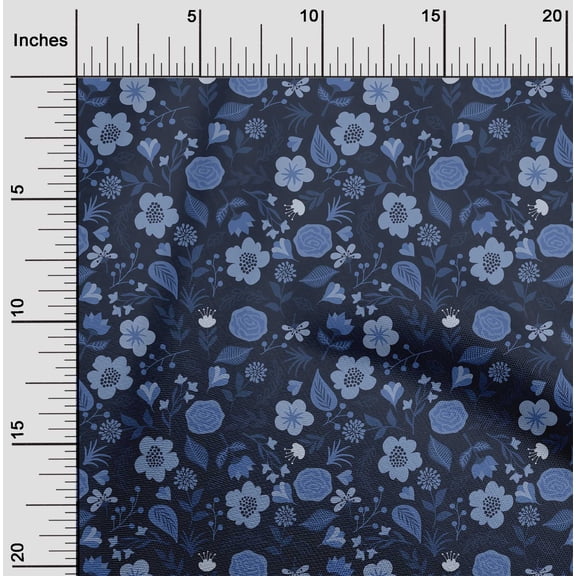 oneOone Polyester Lycra Navy Blue Fabric Florals Sewing Fabric By The Yard Printed Diy Clothing Sewing Supplies 56 Inch Wide