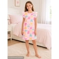 thumbnail image 4 of Beezizac Teen/Little Girls Nightgown - Summer Ruffle Short Sleeves Sleepwear Colorful Bow Print Nightdress Pajama Size 10, 4 of 8