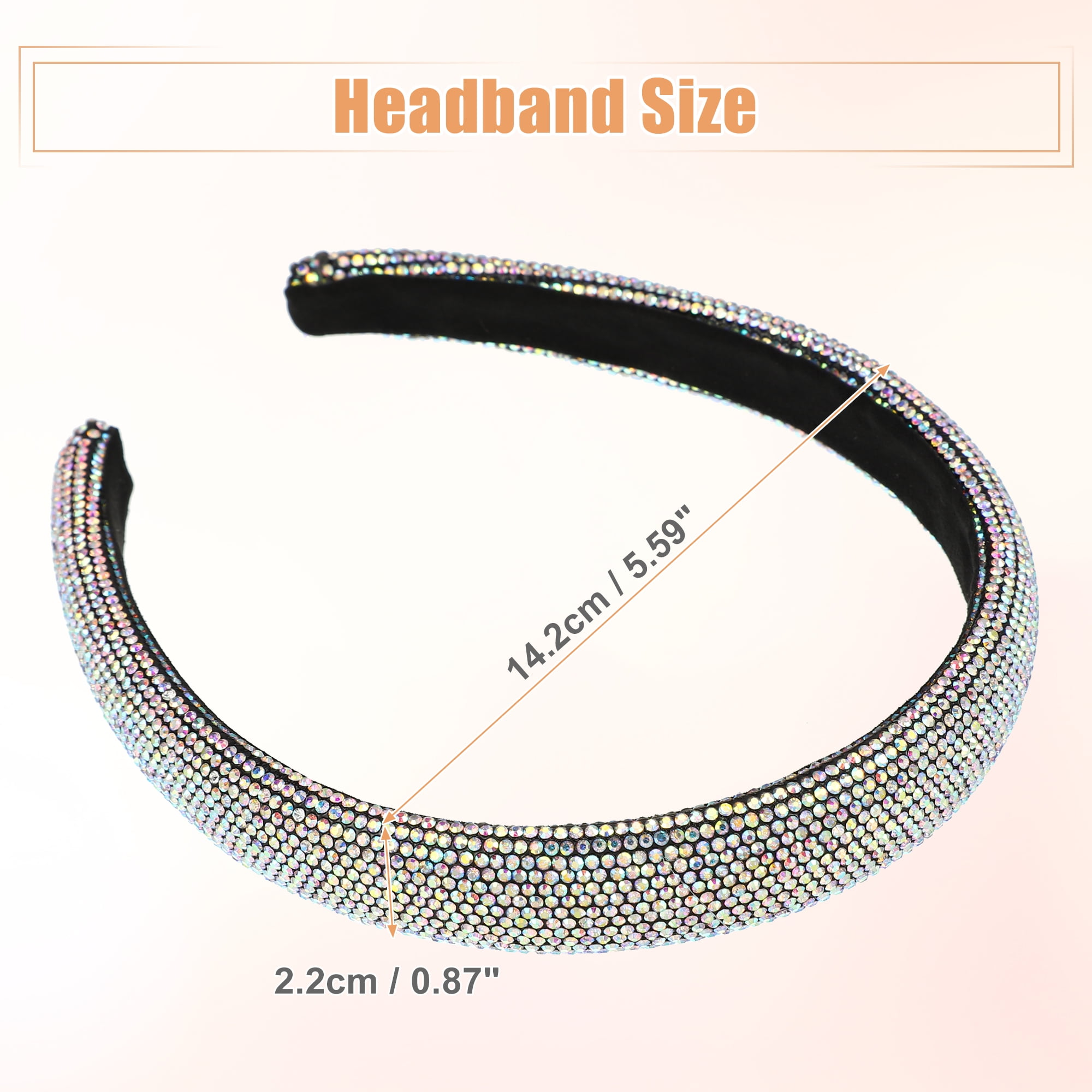Unique Bargains Simplicity Rhinestone Wide-brimmed Headband Assorted Color 5.59"x0.87"