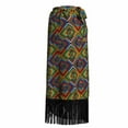 thumbnail image 4 of Bintarealwax African Skirt for Women Trendy Long Wrap Skirts Kente Print One Size Adjustable Tie Tassels Hem YF164, 4 of 5