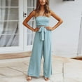 thumbnail image 1 of HUPOM Womens Wide Leg Pants Casual Cargo Pants Carpenter High Waist Rise Long Slim Bootcut Light Blue XL, 1 of 8