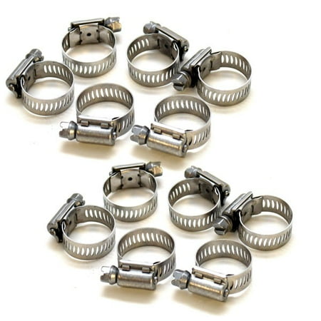 

Breeze Boat Fuel Gas Hose Clamps | 9/16 - 1 Inch Stainless (Set of 12)