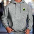 thumbnail image 3 of Dalix Alien Embroidered Fleece Hoodie Mineral Wash Long Sleeve Sweatshirt Mens in Gray XL X-Large, 3 of 8