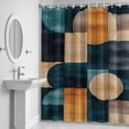thumbnail image 5 of Abstract Art Shower Curtain for Bathroom Decor, Blue Brown Color Block Composition Waterproof Fabric Shower Curtain, 66"x72" Set with 12 Hooks, 5 of 9