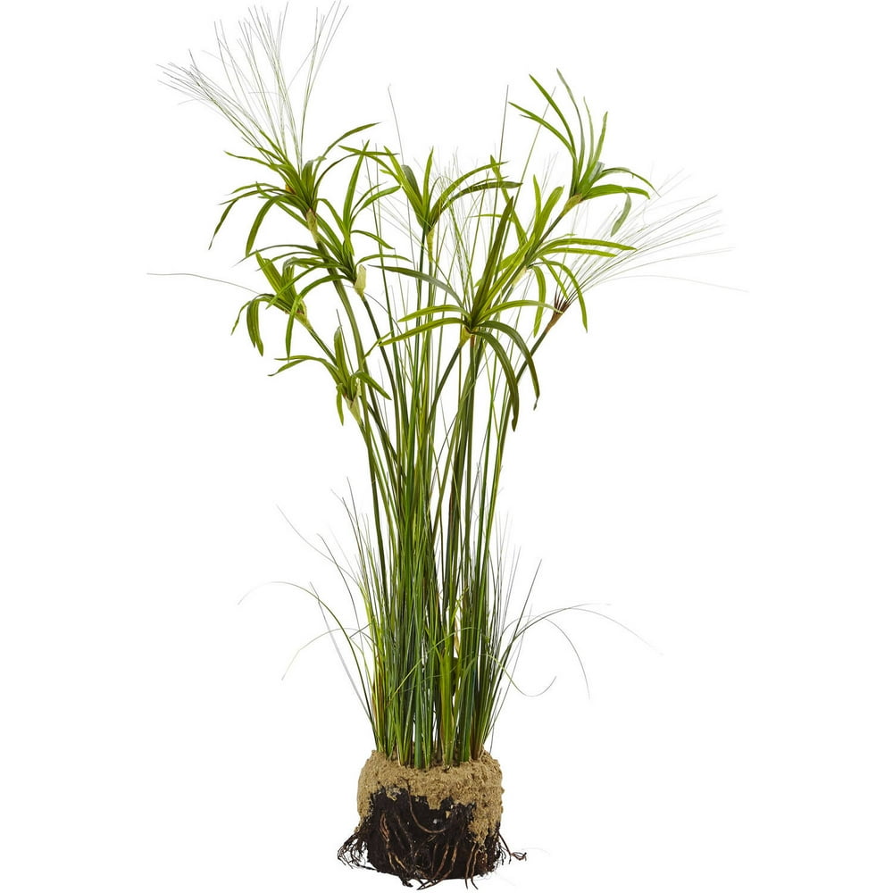 Nearly Natural 4ft. Papyrus Artificial Plant with Faux Soil, Green