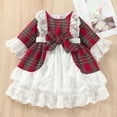 thumbnail image 5 of dmqupv Girls' Dresses Toddler Girls Christmas Long Sleeve Lace Plaid Princess Dress Xmas Party Ruffles Dresses, 5 of 9