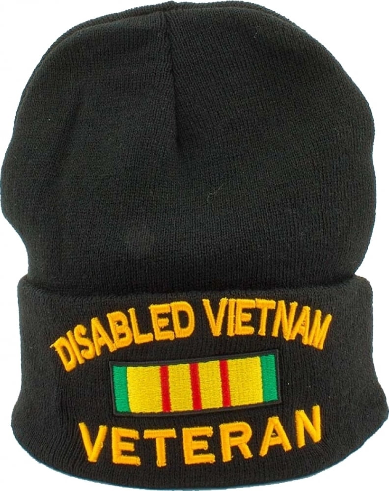 Vietnam Veteran Beanie with Ribbon Black. 