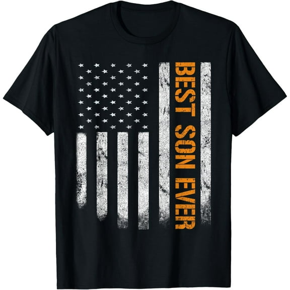 Vintage Best Son Ever American Flag Fathers Day Boy Son T-ShirtMen and women, Black T-shirt, size: Extra large