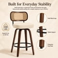 thumbnail image 5 of SESSLIFE Swivel Bar Stools Set of 2, 25.6" Counter Height Barstools with Beige PU Leather, Curved Backrest & Footrest, Mid-Century Modern Kitchen Stools for Kitchen Island, 5 of 8