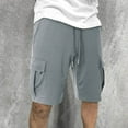 thumbnail image 5 of Nebwoak Mens Summer Cargo Shorts Stretch Casual Baggy Elastic Waist Active Sweat Shorts Gray Size 34, 5 of 7