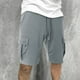 thumbnail image 4 of Pantalones Cortos de Carga de los Hombres con Cordón Sólido Cintura Deportivo Pantalones Cortos de Gimnasio con Bolsillos, Desgaste Casual de Toda la Temporada, 4 of 6