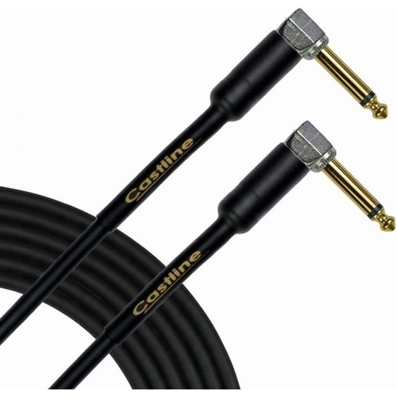 3 Ft Castline Gold 1/4" TS Right Angle to 1/4" TS Right Angle Unbalanced Patch Cable Mogami 2524