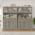 thumbnail image 3 of Hiphuta 72"Tall Kitchen Pantry Storage Cabinet with Power Outlet, Freestanding Cupboard Storage Buffet Hutch with Microwave Stand, Storage Pantry with Drawers & Glass Doors, Ash Gray, 3 of 7