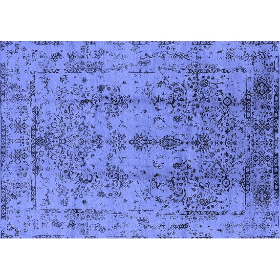 Ahgly Company Machine Washable Indoor Rectangle Oriental Blue Industrial Area Rugs, 2' x 5'