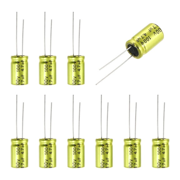 4.7uF 100V Non-Polarized Electrolytic Capacitor, 10mm x 17mm Aluminum Audio Capacitors for DIY Projects Audio Tweeter Frequency Divider Pack of 10