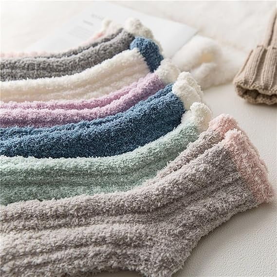 10 Pairs Fuzzy Socks Soft Cozy Fluffy Warm Winter Sleep Plush Bed Microfiber Slipper Fleece Socks for Women