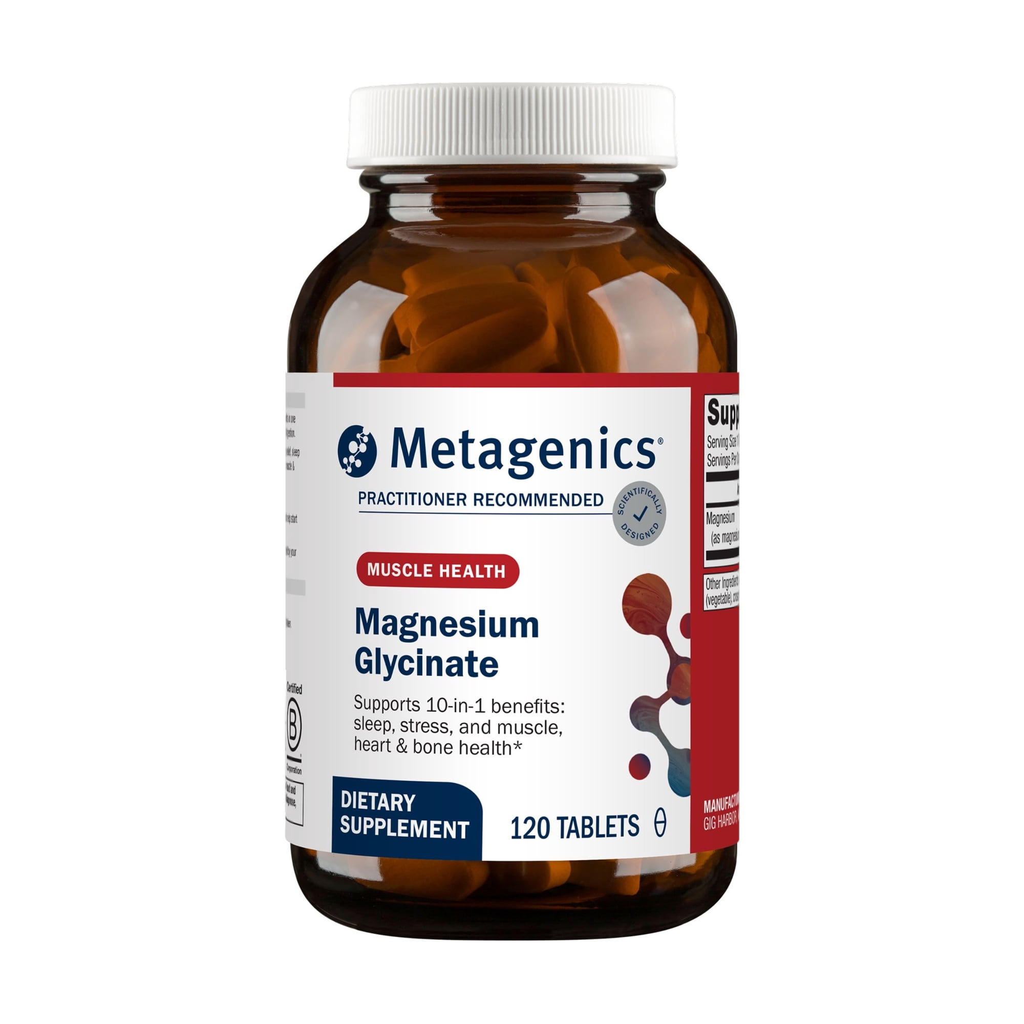 Metagenics Magnesium Glycinate - Highly Absorbable - Support for Sleep, Stress Relief, Muscle, Bone, Heart & Nerve Health - Gluten-Free - Non-GMO - Vegetarian - 120 Tablets
