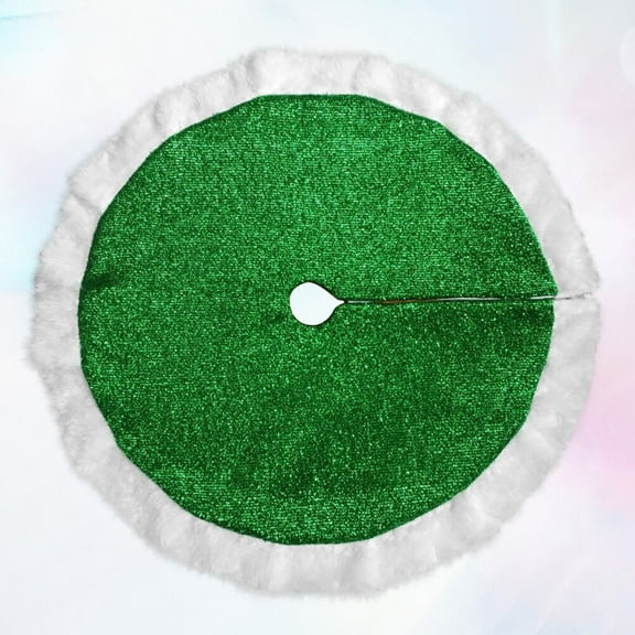 SOPOTUTU Green Plush Small Tree Skirt Christmas Tree Base Cover for Home Holiday Decoration 1 Set