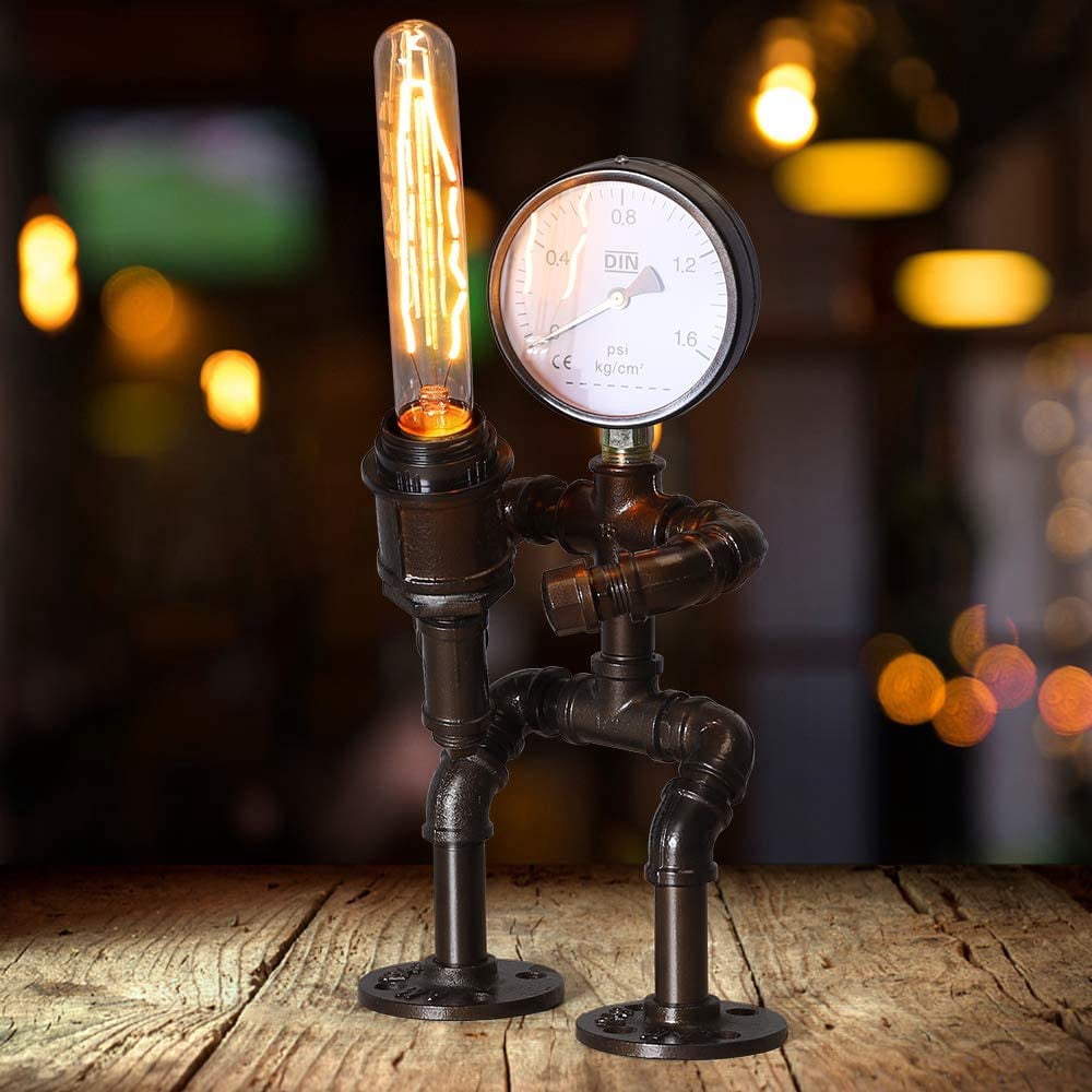 Industrial Bronze Table Lamp, Retro Steam Punk Robot Lamp