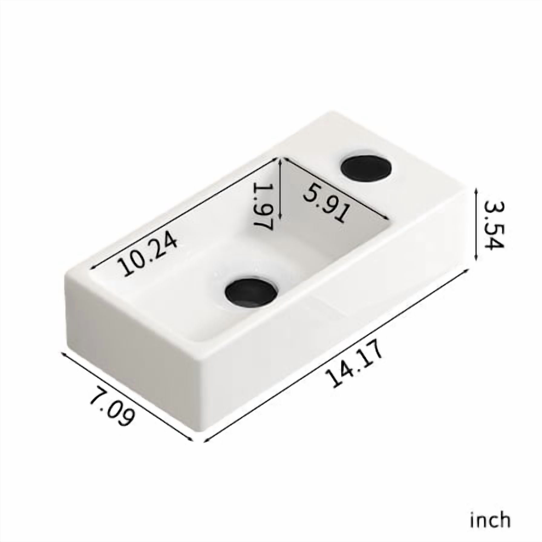 LiviNest Wall Mounted Bathroom Sink: Space-Saving Ceramic Basin for Small Bathrooms & Cloakrooms - Modern Rectangle Design with Pre-Drilled Holes & Easy-Clean Glaze for Rental Properties & Home Use