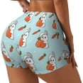 thumbnail image 2 of Fotbe Rabbit Is Eating Carrots Seamless Shorts, Womens Workout Shorts High Waist Stretch Booty Short for Gym/Yoga/Running/Biking-Large, 2 of 9