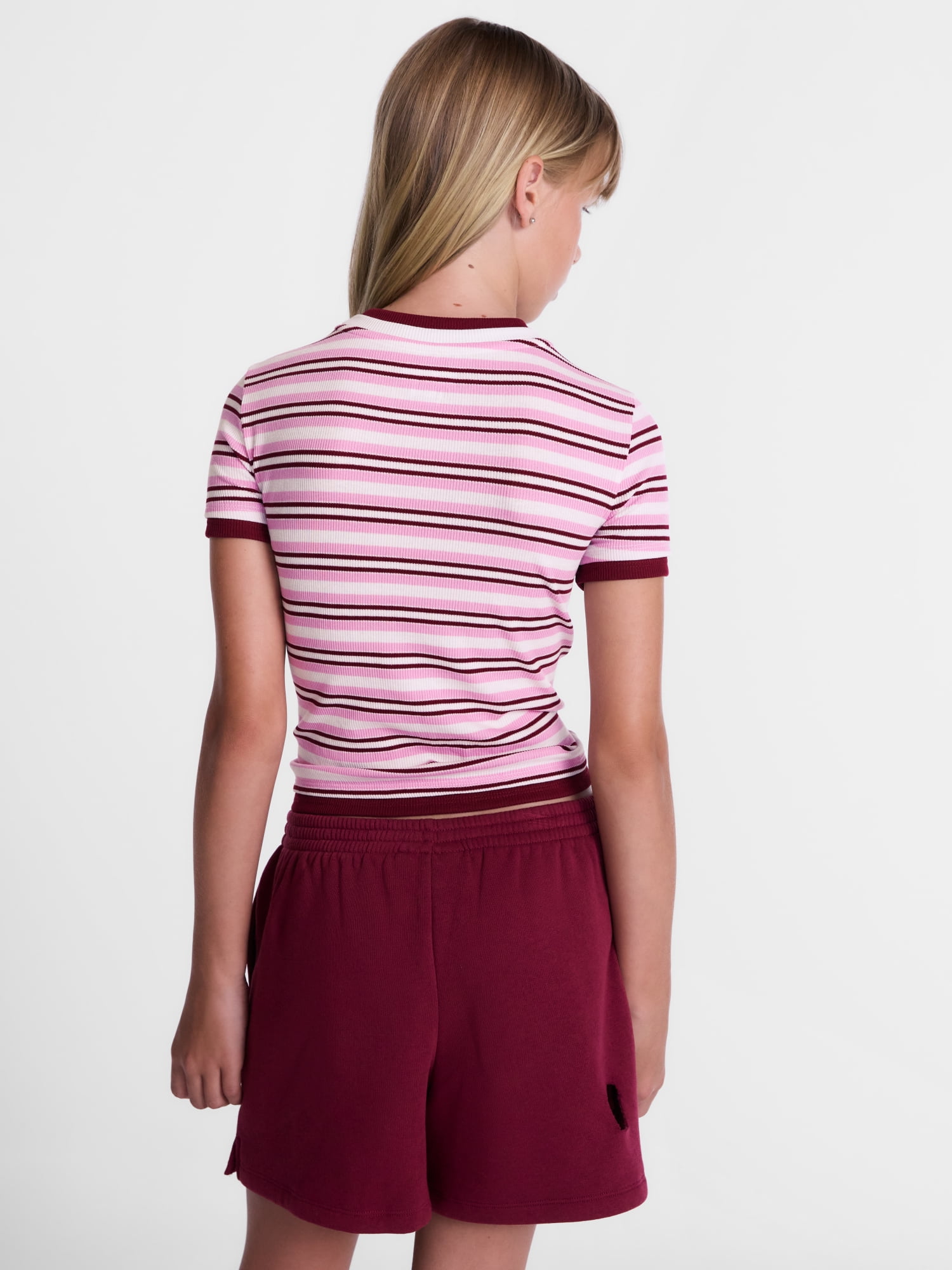 Weekend Academy Girls Layered Tee with Short Sleeves, Sizes 4-18